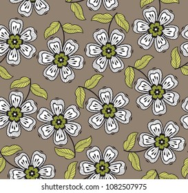 seamless doodle flower pattern on crime background