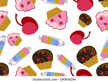 Seamless doodle food pattern dessert
