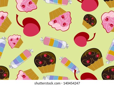 Seamless doodle food pattern dessert