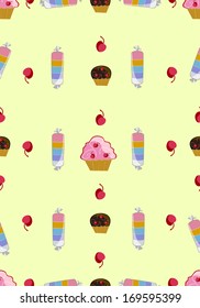 Seamless doodle food pattern dessert