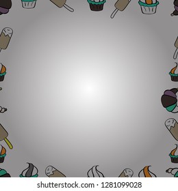 Seamless. Doodle frame consists of beige, white and black border. Vector Background seamless pattern with hand drawn Frame doodle.