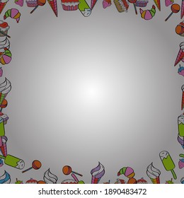 Seamless. Doodle frame consists of green, black and white border. Vector Background seamless pattern with hand drawn Frame doodle.