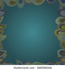 Sin inconveniente. El marco de doodle consta de borde amarillo, azul y neutro. Fondo vectorial patrón sin fisuras con doodle de marco dibujado a mano.