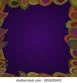 Seamless. Doodle frame consists of yellow, blue and violet border. Vector Background seamless pattern with hand drawn Frame doodle.