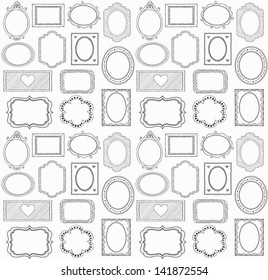 Seamless Doodle Frame Set