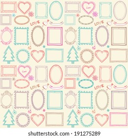 Seamless doodle frame set 