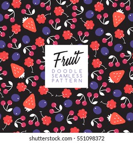 Seamless Doodle Fruit Background Pattern : Vector Illustration