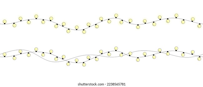 Seamless-Doodle-Garland. Weihnachtslichter einzeln auf Vektorgrafik