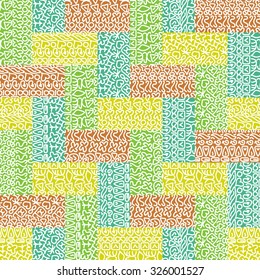 Seamless doodle geometric pattern in domino style. Pastel colors.