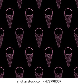 Seamless doodle glaze ice cream pattern, hand-drawn dark vector background, for cards, invitations, food design, EPS 8