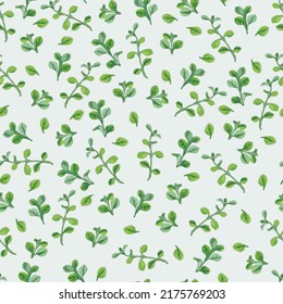 seamless doodle green tiny leaves pattern background , greeting card or fabric