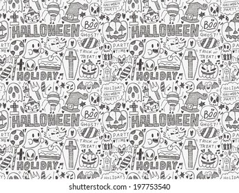 seamless doodle halloween holiday background