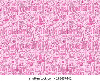 seamless doodle halloween holiday background