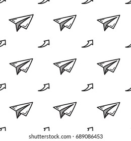 Seamless doodle hand draw plane paper background. Vector illustration