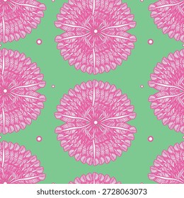 Seamless doodle dibujado a mano plumas sobre fondo verde. Ilustración vectorial. Ideal para ropa, ropa y decoración del hogar.