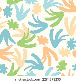 seamless doodle hand drawn flowers stamp pattern background , greeting card or fabric