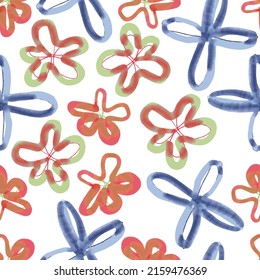 cartón sin soldadura dibujado a mano multicolor fondo de trama de flores, tarjeta de saludo o tela