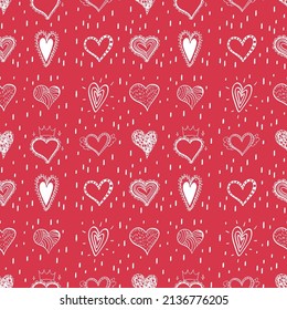 Seamless doodle heart pattern  illustration