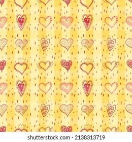 Seamless doodle heart pattern  illustration