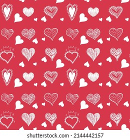 Seamless doodle heart pattern  illustration