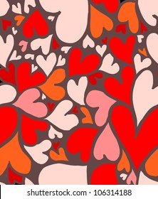 Seamless doodle hearts pattern