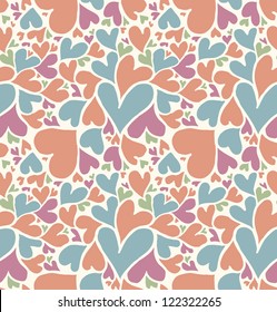 Seamless doodle hearts pattern.