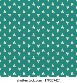 seamless doodle hearts pattern with fabric texture
