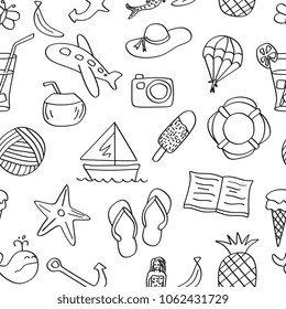 Seamless doodle holiday summer vector illustration. 