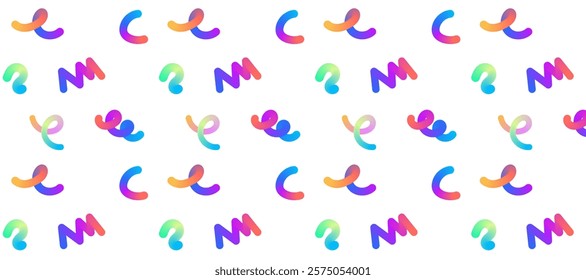 Seamless doodle holographic pattern on white background. Background for wallpaper, fabric, packaging. Sample in swatches.