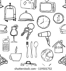 seamless doodle hotel pattern