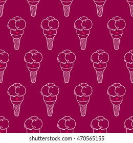 Seamless doodle ice cream pattern, hand-drawn background, ice-cream vector, ice cream vinous background, EPS 8
