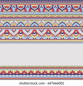 Seamless doodle illustration, zentangle pattern, wallpaper, background, texture. Indian Ornament. Design for printing on fabric, textiles. Template for web design, greeting cards, coloring book page