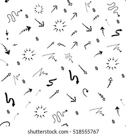 Seamless doodle ink pointer and arrow pattern