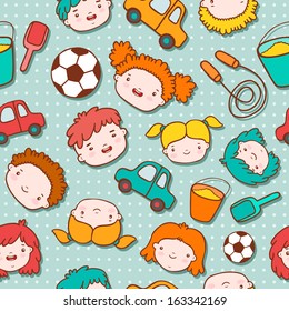 Seamless doodle kids background vector illustration