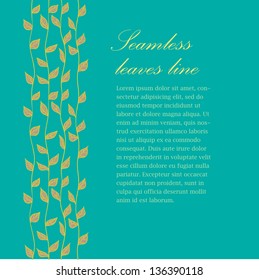 Seamless doodle leaves line background.