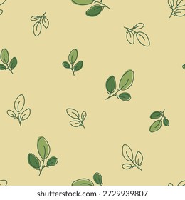 Hojas de doodle sin costuras textura de Vector para el verano y la primavera. Lindo patrón sin fisuras dibujado a mano deja el fondo. Doodle deja rama para el diseño estacional, textil, y tarjetas de felicitación.