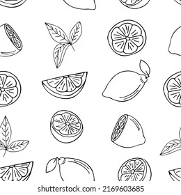 Seamless doodle lemon pattern design in vector. Hand drawn seamless lemon pattern design in vector.