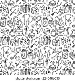 Seamless doodle love pattern.Vector deisgn background
