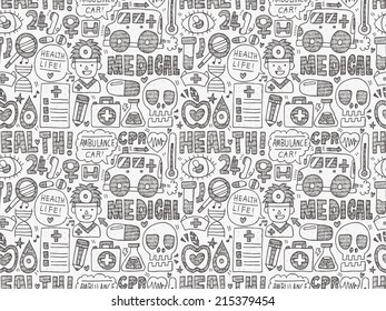 seamless doodle medical pattern