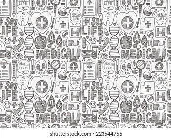 seamless doodle medical pattern
