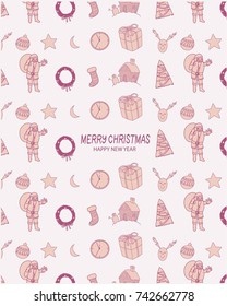 Seamless doodle merry christmas vector art