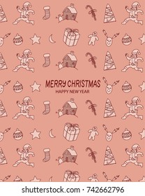 Seamless doodle merry christmas vector art