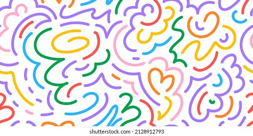 Nahtlose doodle moderne abstrakte bunte geometrische Hintergrund doodle handgezeichnet Linien. Geometrische Formen und Linien, Wellenstruktur des Gehirns im flachstilischen Stil 
 grafisches geometrisches Muster, moderne abstrakte