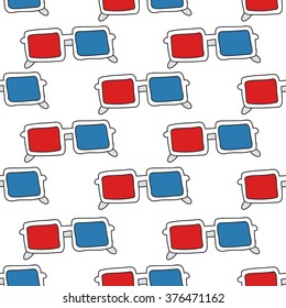 seamless doodle pattern. 3d glasses. vector illustration