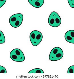 seamless doodle pattern. alien. vector illustration