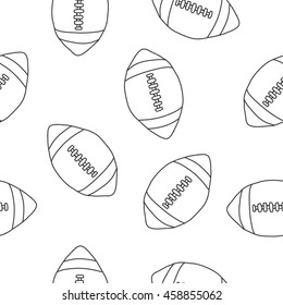 Seamless Doodle Pattern. American Football Ball. Vector Illustration