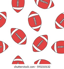 seamless doodle pattern. American football ball. vector illustration