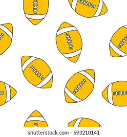 seamless doodle pattern. American football ball. vector illustration
