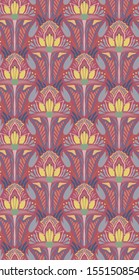seamless doodle pattern with arabic floral  hand drawn elements