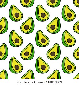 seamless doodle pattern. avocado. vector illustration